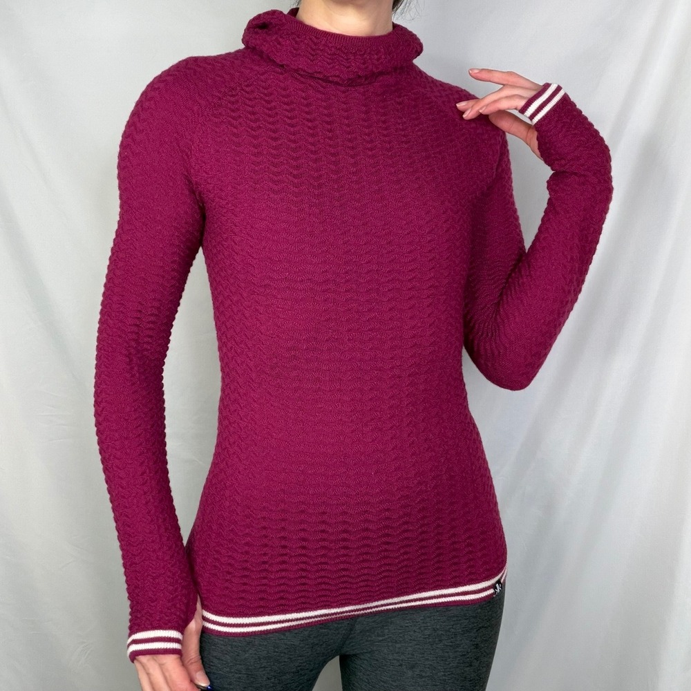 Krimson Klover Permafrost Sweater Hoodie Plumberry Magenta Wool Textured Knit XS - Picture 11 of 11